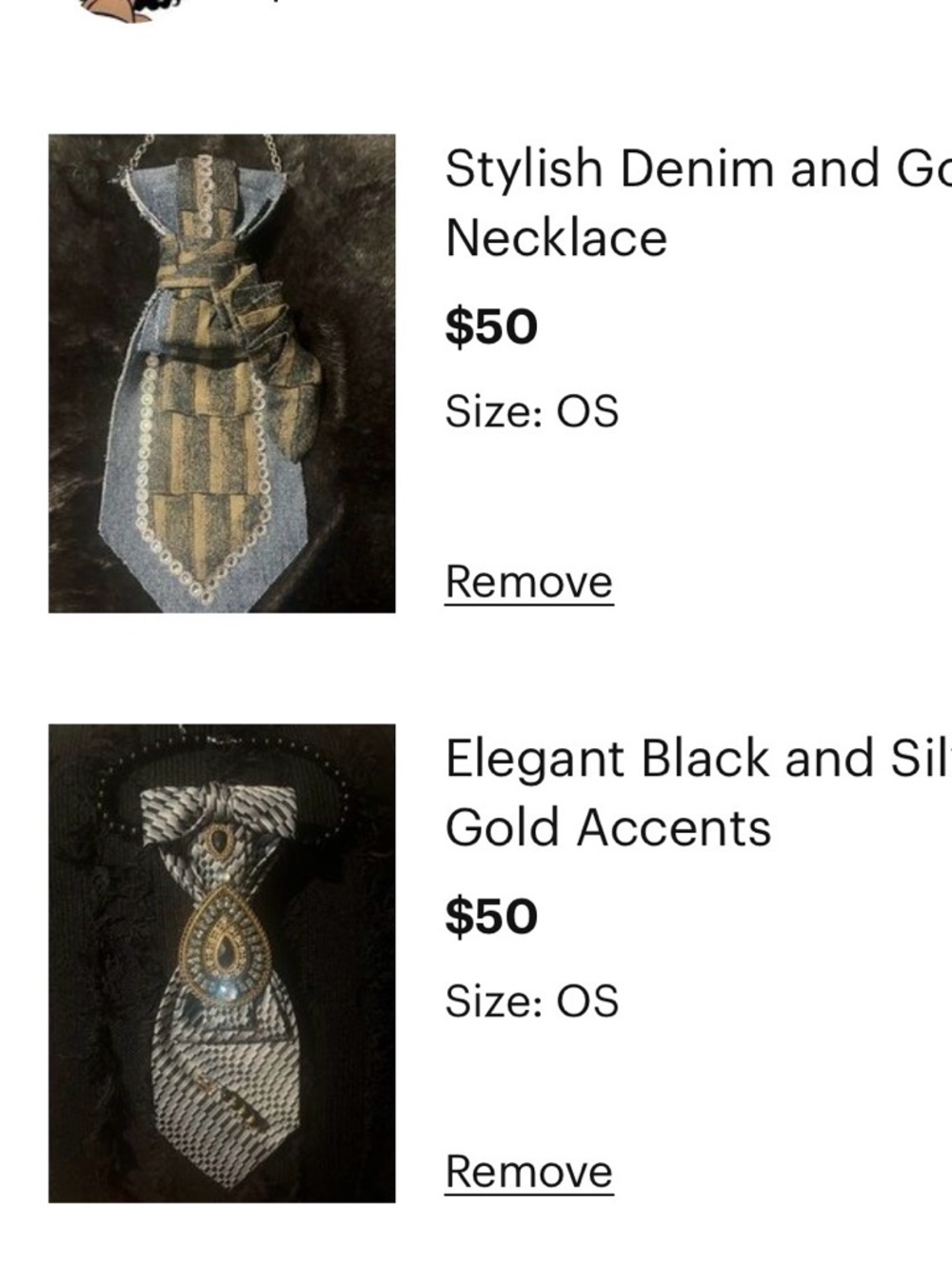 Stylish Denim and Gold Striped Necklace - Home Accents